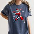 Santa Playing Baseball Men Boys Christmas Baseball Player Women's Comfort Colors T-Shirt Moss Santa Playing Baseball Men Boys Christmas Baseball Player Women's Comfort Colors T-Shirt Moss