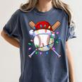 Santa Sports Christmas Baseball Player Women's Comfort Colors T-Shirt Moss Santa Sports Christmas Baseball Player Women's Comfort Colors T-Shirt Moss