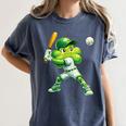 Shamrock Playing Baseball St Patricks Day Men Boys Kid Women's Comfort Colors T-Shirt Moss