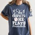 She Dances He Plays Mom Of Both Dance And Baseball Mom Women's Comfort Colors T-Shirt Moss She Dances He Plays Mom Of Both Dance And Baseball Mom Women's Comfort Colors T-Shirt Moss