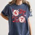 Six Seven Baseball Lover Sports Red Heart Bow Valentine Girl Women's Comfort Colors T-Shirt Moss Six Seven Baseball Lover Sports Red Heart Bow Valentine Girl Women's Comfort Colors T-Shirt Moss
