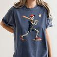 Skeleton Baseball Halloween Costume Men Boys Kids Women's Comfort Colors T-Shirt Moss