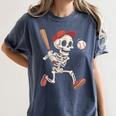 Skeleton Batting Baseball Halloween Boys Men Kids Women's Comfort Colors T-Shirt Moss Skeleton Batting Baseball Halloween Boys Men Kids Women's Comfort Colors T-Shirt Moss