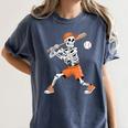 Skeleton Batting Baseball Halloween Women's Comfort Colors T-Shirt Moss Skeleton Batting Baseball Halloween Women's Comfort Colors T-Shirt Moss