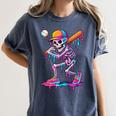 Skelton Playing Baseball Halloween Baseball Drip Boys Kids Women's Comfort Colors T-Shirt Moss Skelton Playing Baseball Halloween Baseball Drip Boys Kids Women's Comfort Colors T-Shirt Moss