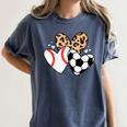 Soccer Baseball Heart Soccer Baseball Mom Women's Comfort Colors T-Shirt Moss