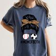 Soccer Baseball Mom Of Both Messy Bun Leopard Mother's Day Women's Comfort Colors T-Shirt Moss