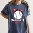 Softball Baseball Mom Floral Tee Mother's Day Premium Women's Comfort Colors T-Shirt Moss