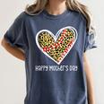 Softball Baseball Mom Valentine Leopard Heart Mother's Day Women's Comfort Colors T-Shirt Moss