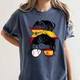 Spanish Baseball Mom Messy Bun Spain Baseball Girl Women's Comfort Colors T-Shirt Moss