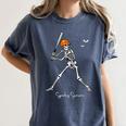 Spooky Season Skeleton Baseball Player Halloween Batter Women's Comfort Colors T-Shirt Moss Spooky Season Skeleton Baseball Player Halloween Batter Women's Comfort Colors T-Shirt Moss