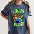 Spooky Zombie Respect The Drip Baseball Halloween Women's Comfort Colors T-Shirt Moss