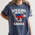 Stealing Hearts & Bases Valentine’s Day Baseball Love Women's Comfort Colors T-Shirt Moss Stealing Hearts & Bases Valentine’s Day Baseball Love Women's Comfort Colors T-Shirt Moss