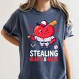 Stealing Hearts And Bases Baseball Player Valentine's Day Women's Comfort Colors T-Shirt Moss Stealing Hearts And Bases Baseball Player Valentine's Day Women's Comfort Colors T-Shirt Moss