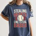 Stealing Hearts Like I Steal Bases Baseball Valentine Retro Women's Comfort Colors T-Shirt Moss Stealing Hearts Like I Steal Bases Baseball Valentine Retro Women's Comfort Colors T-Shirt Moss