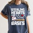 Stealing Hearts Like I Steal Bases Baseball Valentines Women's Comfort Colors T-Shirt Moss Stealing Hearts Like I Steal Bases Baseball Valentines Women's Comfort Colors T-Shirt Moss