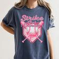 Strike Out Breast Cancer Baseball Drip For Boys Youth Women's Comfort Colors T-Shirt Moss
