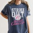 Strike Out Breast Cancer Baseball Warrior Women's Comfort Colors T-Shirt Moss Strike Out Breast Cancer Baseball Warrior Women's Comfort Colors T-Shirt Moss