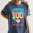 I Survived 100 Days Of School Baseball Drip Students Teacher Women's Comfort Colors T-Shirt Moss I Survived 100 Days Of School Baseball Drip Students Teacher Women's Comfort Colors T-Shirt Moss