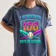 I Survived 100 Days Of School Baseball Drip Women's Comfort Colors T-Shirt Moss I Survived 100 Days Of School Baseball Drip Women's Comfort Colors T-Shirt Moss