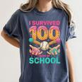 I Survived 100 Days Of School Baseball Ice Cream Drip Women's Comfort Colors T-Shirt Moss I Survived 100 Days Of School Baseball Ice Cream Drip Women's Comfort Colors T-Shirt Moss