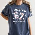I Survived 67 Days Of School Baseball Six Seven Teacher Women's Comfort Colors T-Shirt Moss