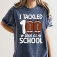 I Tackled 100 Days Of School Baseball Player Kids Teacher Women's Comfort Colors T-Shirt Moss I Tackled 100 Days Of School Baseball Player Kids Teacher Women's Comfort Colors T-Shirt Moss