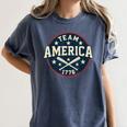 Team America 1776 4th Of July Patriotic Baseball Women's Comfort Colors T-Shirt Moss