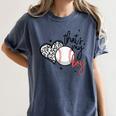 That's My Boy Leopard Heart Baseball Mom Women's Comfort Colors T-Shirt Moss