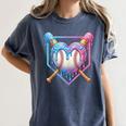Valentines Baseball Heart Dripping Ice Cream Gen Z Alpha Women's Comfort Colors T-Shirt Moss Valentines Baseball Heart Dripping Ice Cream Gen Z Alpha Women's Comfort Colors T-Shirt Moss