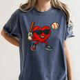 Valentines Day Baseball Red Heart Love Boys Kids Tee Women's Comfort Colors T-Shirt Moss