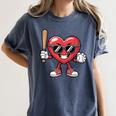 Valentines Day Heart Playing Baseball Boys Men Kids Girls Women's Comfort Colors T-Shirt Moss