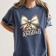 Wildcats Baseball Leopard Print Coquette Bow Mascot Game Day Women's Comfort Colors T-Shirt Moss