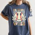 Women Kids Baseball Game Day Vibes Smile Baseball Mom Women's Comfort Colors T-Shirt Moss Women Kids Baseball Game Day Vibes Smile Baseball Mom Women's Comfort Colors T-Shirt Moss