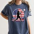 Women's Batter Patriotic American Flag Baseball Silks Women's Comfort Colors T-Shirt Moss Women's Batter Patriotic American Flag Baseball Silks Women's Comfort Colors T-Shirt Moss