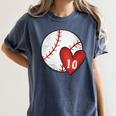 Womens Custom Baseball Mom Number 10 Heart For Mom Mommy Women's Comfort Colors T-Shirt Moss