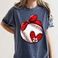 Womens Custom Baseball Mom Number 25 Heart For Mom Mommy Women's Comfort Colors T-Shirt Moss