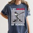 Women's I Hit 100 Days Of School Baseball 100th Day Boys Kids Women's Comfort Colors T-Shirt Moss