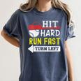 Women's Hit Hard Run Fast Turn Left Baseball Quote Fan Coach Women's Comfort Colors T-Shirt Moss Women's Hit Hard Run Fast Turn Left Baseball Quote Fan Coach Women's Comfort Colors T-Shirt Moss