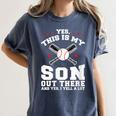 Yes This Is My Son Out Baseball Mom Women's Comfort Colors T-Shirt Moss