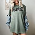 Baseball Mom 1970s Retro Cursive Font Women's Comfort Colors T-Shirt Berry
