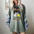 Busy Raising Ballers Tennis Baseball Mom Messy Bun Leopard Women's Comfort Colors T-Shirt Berry