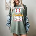 My Favorite Catcher Calls Me Mom Catcher Baseball Mom Heart Women's Comfort Colors T-Shirt Berry