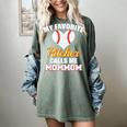 My Favorite Pitcher Calls Me MomMom Pitcher Baseball Mom Mom Women's Comfort Colors T-Shirt Berry