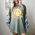 Groovy Retro Floral Happy Smiling Face Baseball Mom Women's Comfort Colors T-Shirt Berry