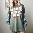 Hit Hard Run Fast Turn Left Baseball Fan Red Graphic Women's Comfort Colors T-Shirt Berry Hit Hard Run Fast Turn Left Baseball Fan Red Graphic Women's Comfort Colors T-Shirt Berry