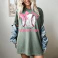 Mama Biggest Fan Coquette Bow Baseball Mom Fan Mother's Day Women's Comfort Colors T-Shirt Berry