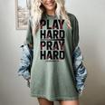 Play Hard Pray Hard Youth Boy Christian Baseball Jesus Women's Comfort Colors T-Shirt Berry