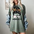 Soccer Baseball Mom Of Both Messy Bun Leopard Mother's Day Women's Comfort Colors T-Shirt Berry