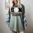 My Son Is My Favorite Baseball Player Baseball Mom Women's Comfort Colors T-Shirt Berry